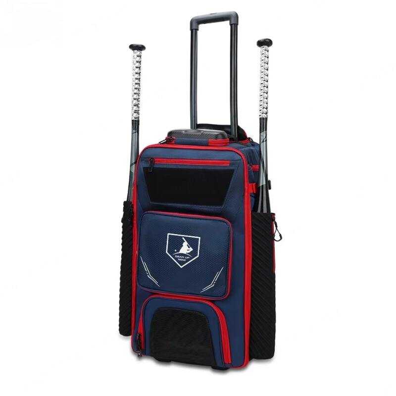 Kopbags Navy Blue LOW MOQ Baseball Softball Roller Catchers Bag Baseball Equipment Bags with Wheels
