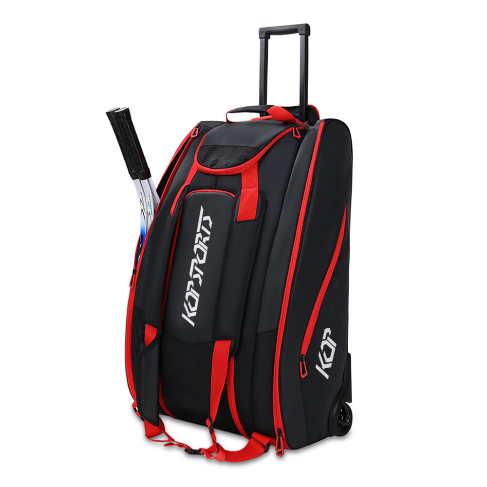 KOP OEM Custom Wholesale Heavy Duty Rolling Tennis Racket Equipment Bag for Tour Players with Wheels and Thermal Lining