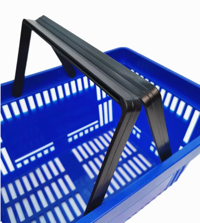 Hot Selling Stackable Supermarket Grocery PP Plastic Shopping Basket with Handles details