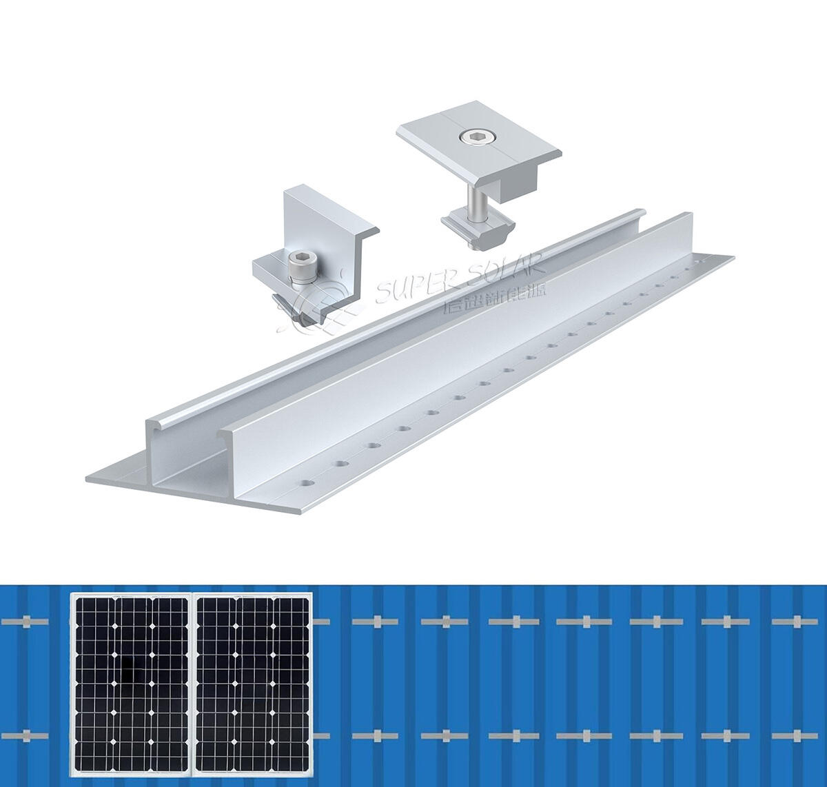 Super Solar Mini Rail Mounting System for Trapezoidal Sheet Metal