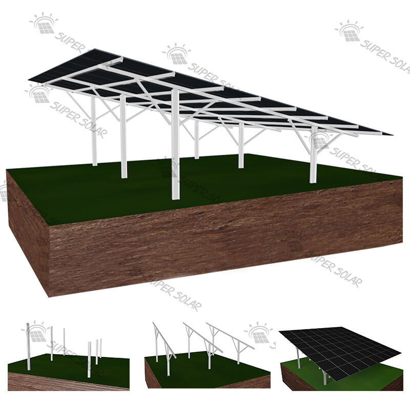 Ground mount PV solar racking  on ramming pile