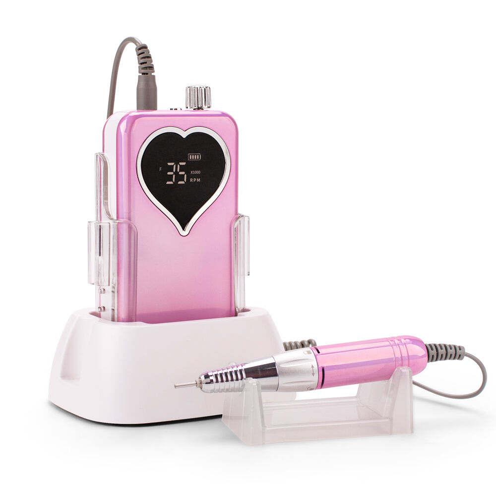 SN357 Carbon Brush Motor Heart Shape Rechargeable Polish Nail Drill with Adjustable Speed for Salon Home