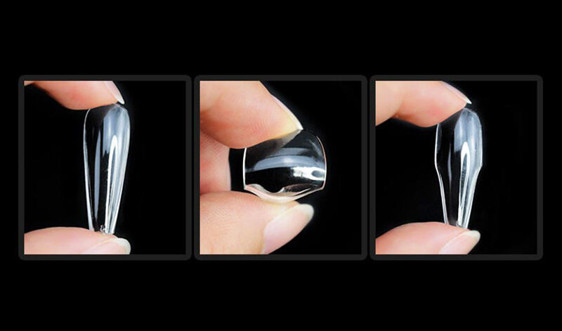 500pcs長いバレ 完全カバー ネイルピース 透明または自然色 フランス アクリル 偽のネイルピース #fn11