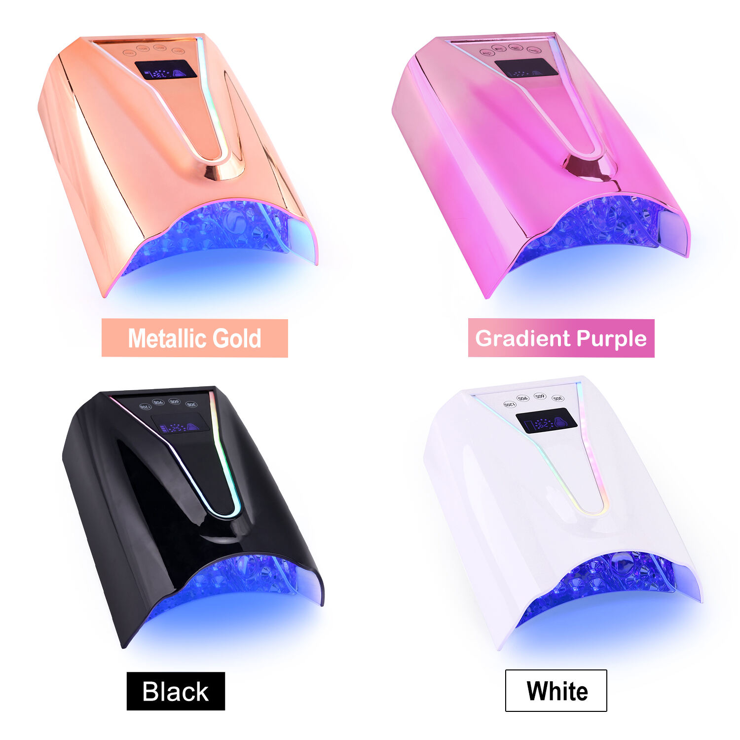 SN497 128W Rechargeable UV Nail Lamp for Gel Nails with Rainbow Atmosphere Light Professional Fast Charger Curing Lamp for Salon Home