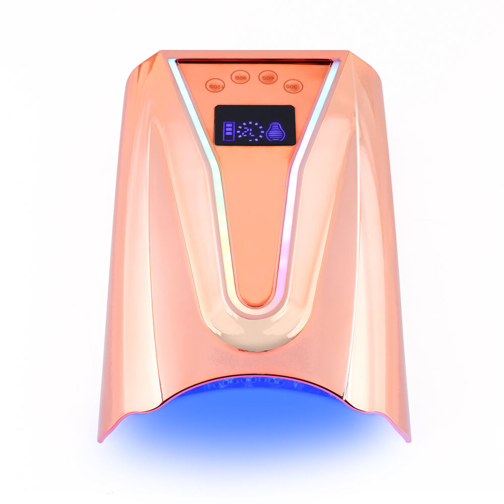 SN497 128W Rechargeable UV Nail Lamp for Gel Nails with Rainbow Atmosphere Light Professional Fast Charger Curing Lamp for Salon Home