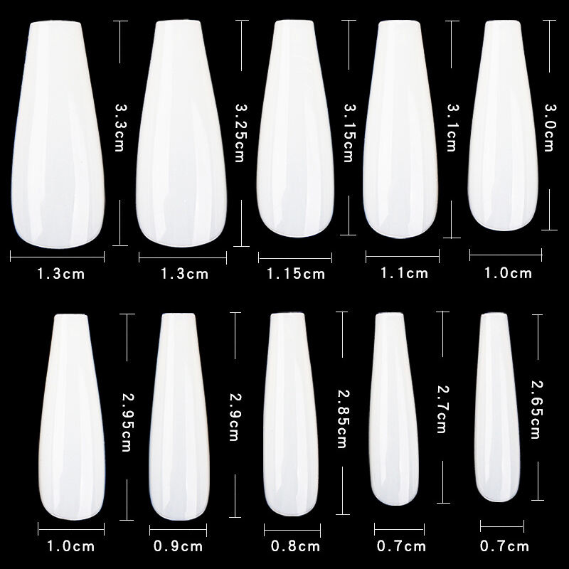 500pcs Long Balle Full Cover Nail Tips Clear or Nature Color French Acrylic False Nail Tips #FN11