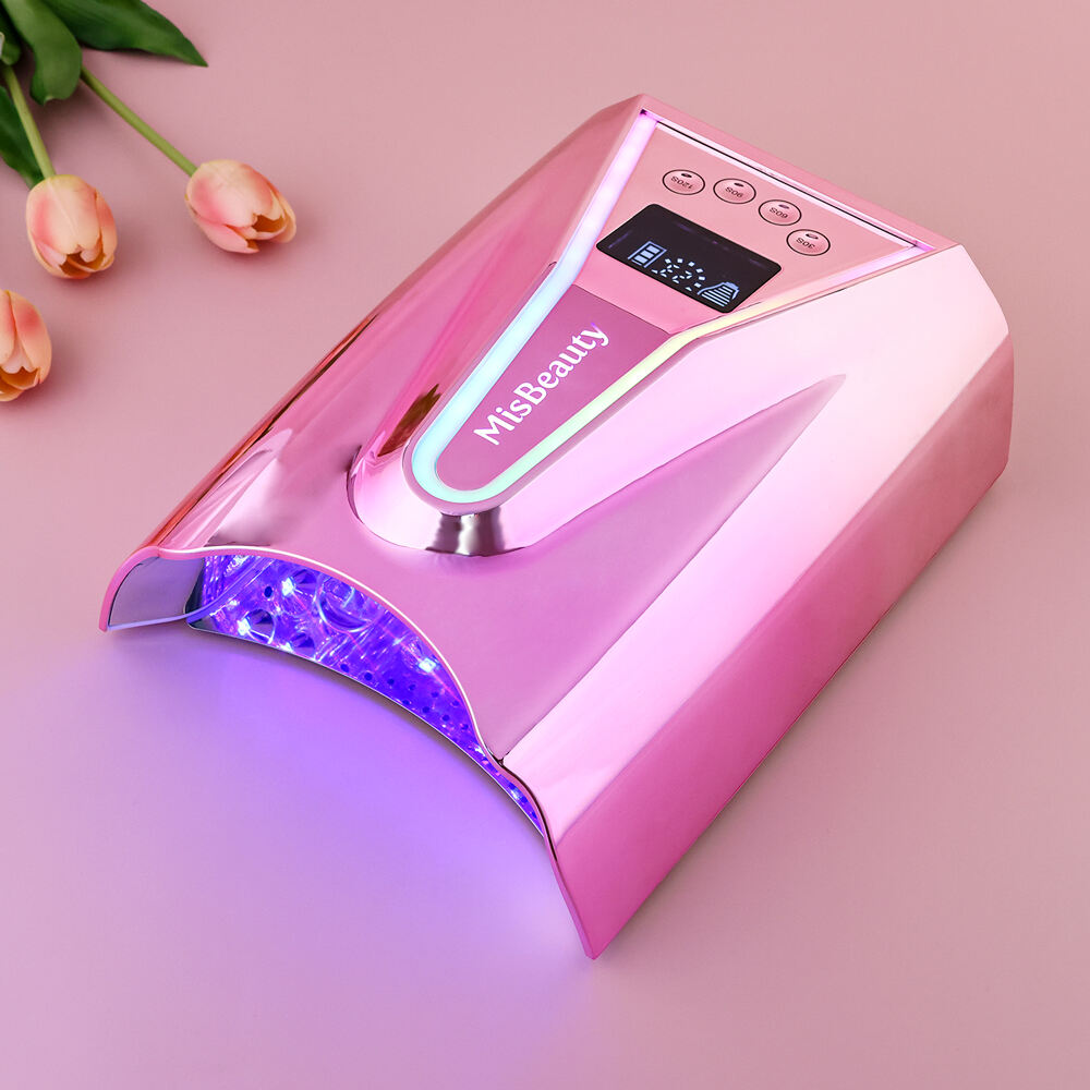 SN497 128W Rechargeable UV Nail Lamp for Gel Nails with Rainbow Atmosphere Light Professional Fast Charger Curing Lamp for Salon Home