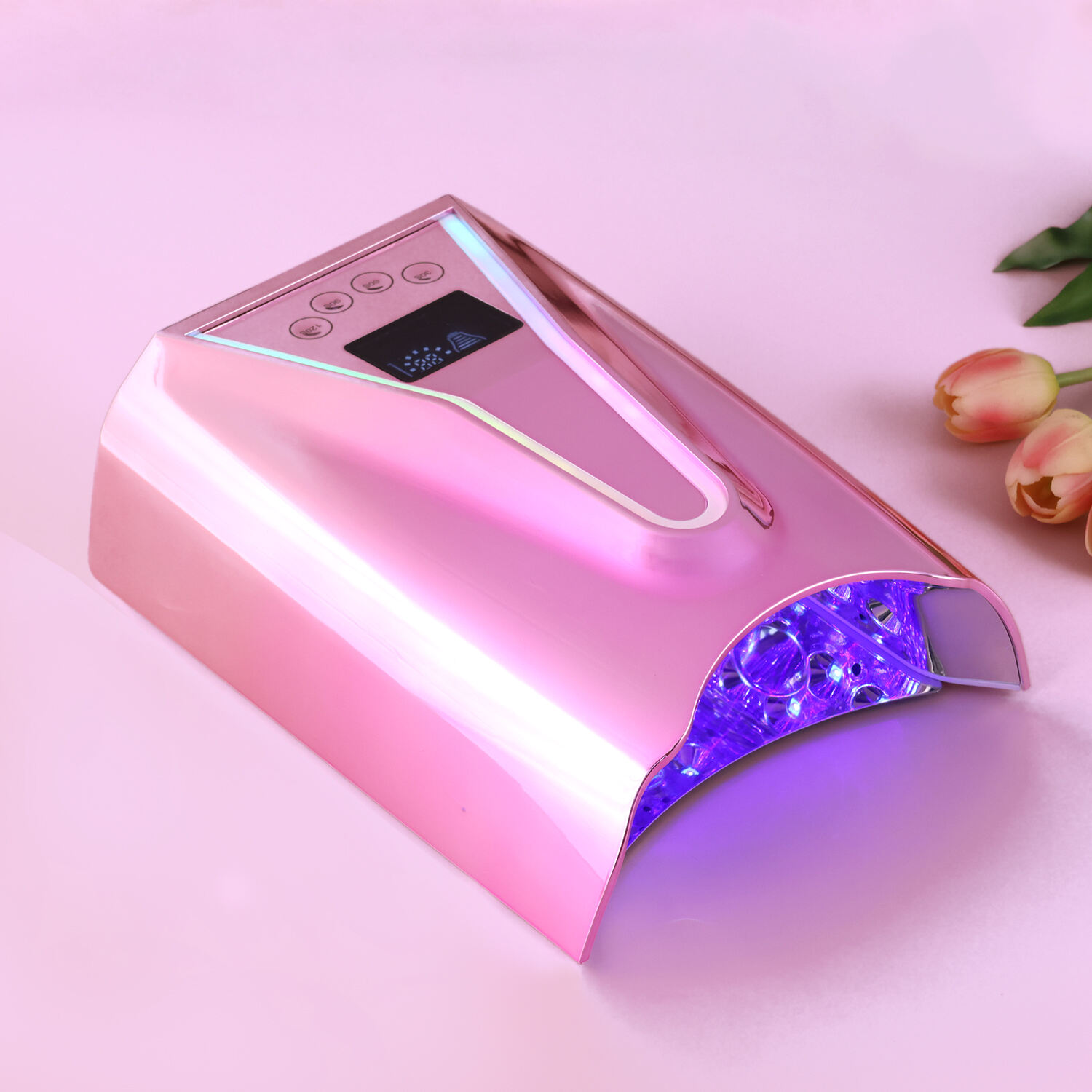 SN497 128W Rechargeable UV Nail Lamp for Gel Nails with Rainbow Atmosphere Light Professional Fast Charger Curing Lamp for Salon Home