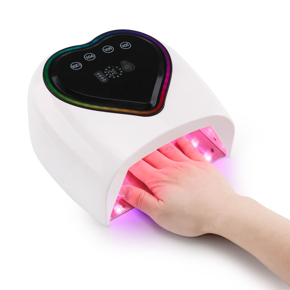 New Arrival SN483 Gradient Color 98W Cordless Pro Cure LED Nail Lamp with Rainbow Atmosphere Light