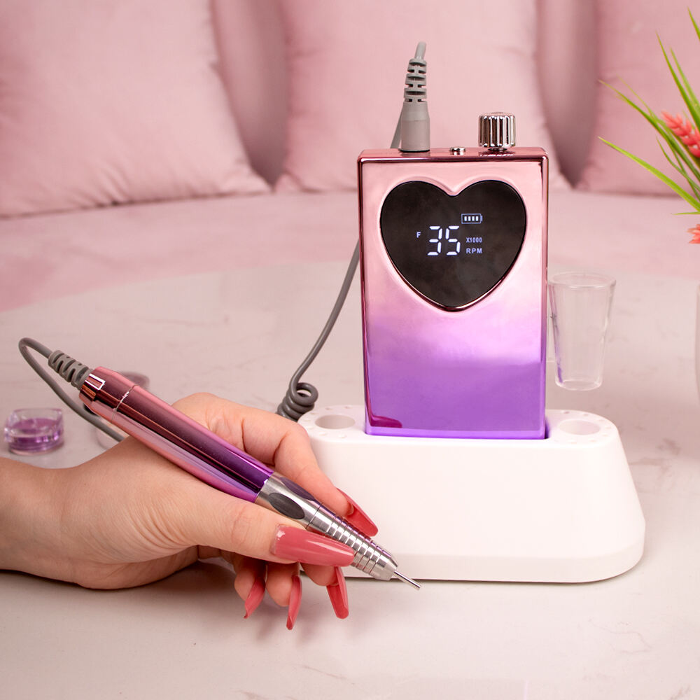 SN361S Brushless Heart Shape Rechargeable Electric Nail File Machine for Acrylic Nails Gel Polishing Removing