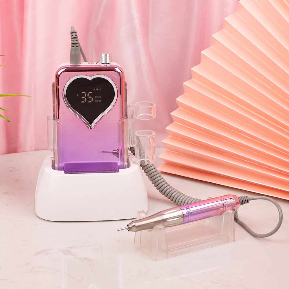 SN357M Heart-Shape 65W Portable Recharge Nail Drill Coreless Professional Salon 35000 RPM File Polish Machine Kit Set