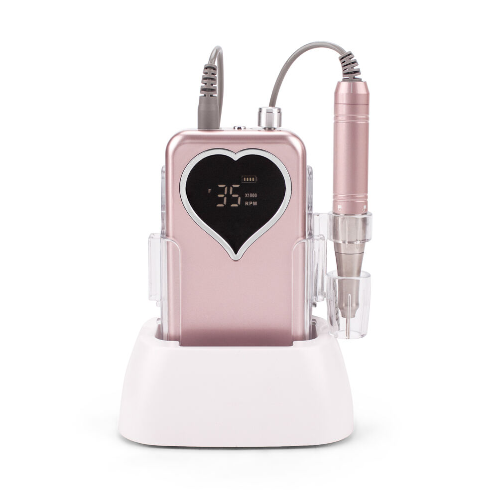 SN357M Heart-Shape 65W Portable Recharge Nail Drill Coreless Professional Salon 35000 RPM File Polish Machine Kit Set