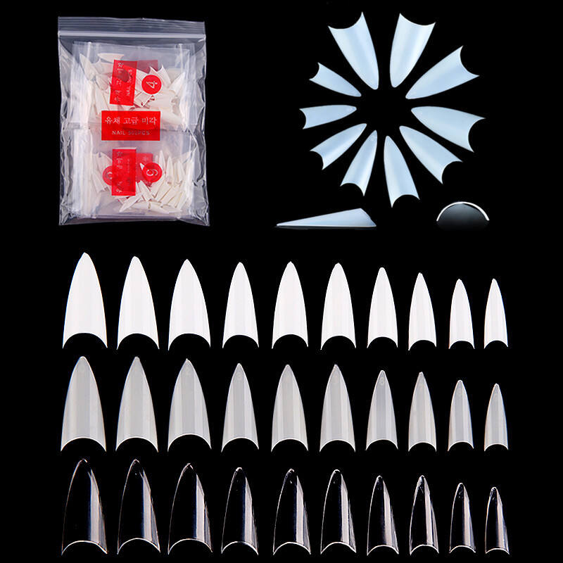 500pcs per bag Tips Clear Transparent Natural Ehite Point Stiletto French Nail Tips #FN-15