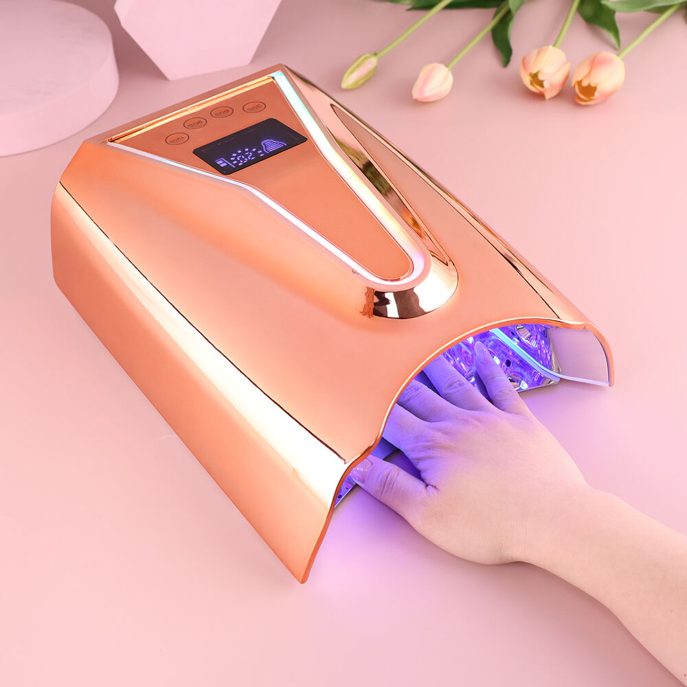 SN497 128W Rechargeable UV Nail Lamp for Gel Nails with Rainbow Atmosphere Light Professional Fast Charger Curing Lamp for Salon Home