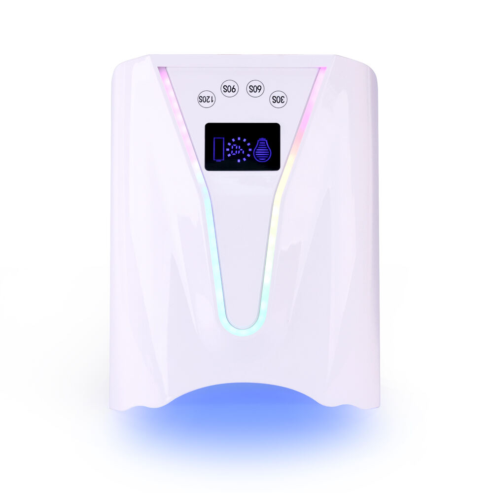 SN497 128W Rechargeable UV Nail Lamp for Gel Nails with Rainbow Atmosphere Light Professional Fast Charger Curing Lamp for Salon Home