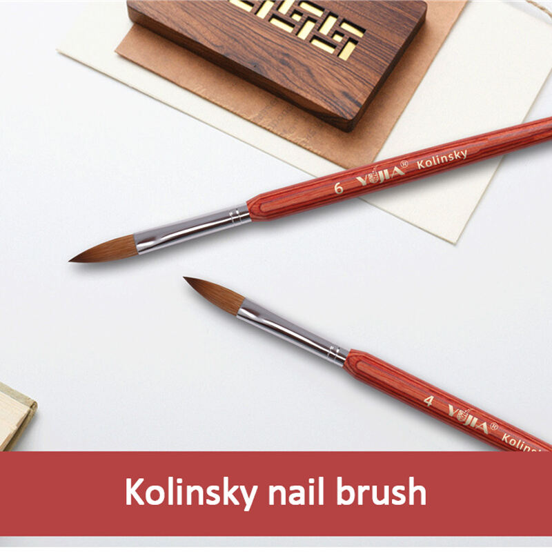 KNB01 Red Wooden Handle 30% 50% 100% Kolinsky Acrylic Nail Brushes