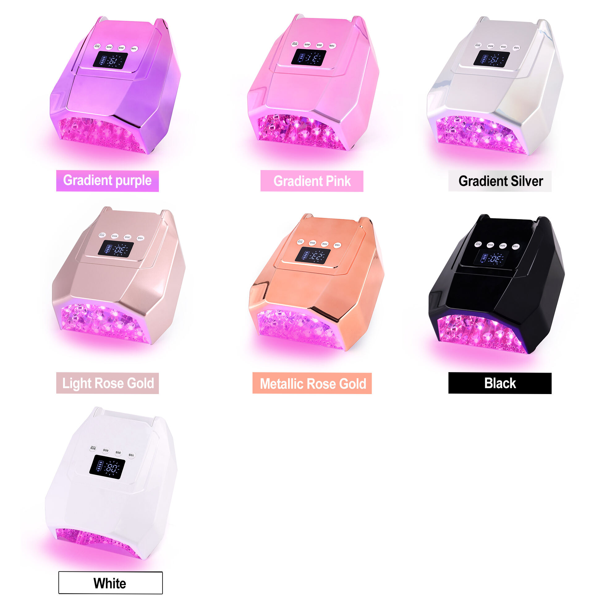 SN482 Gradient 98W UV LED Nail Lamp Light Dryer for Nails Gel Polish with 30 Beads 4 Timer Setting & LCD Touch Display Screen Auto Sensor for Salon