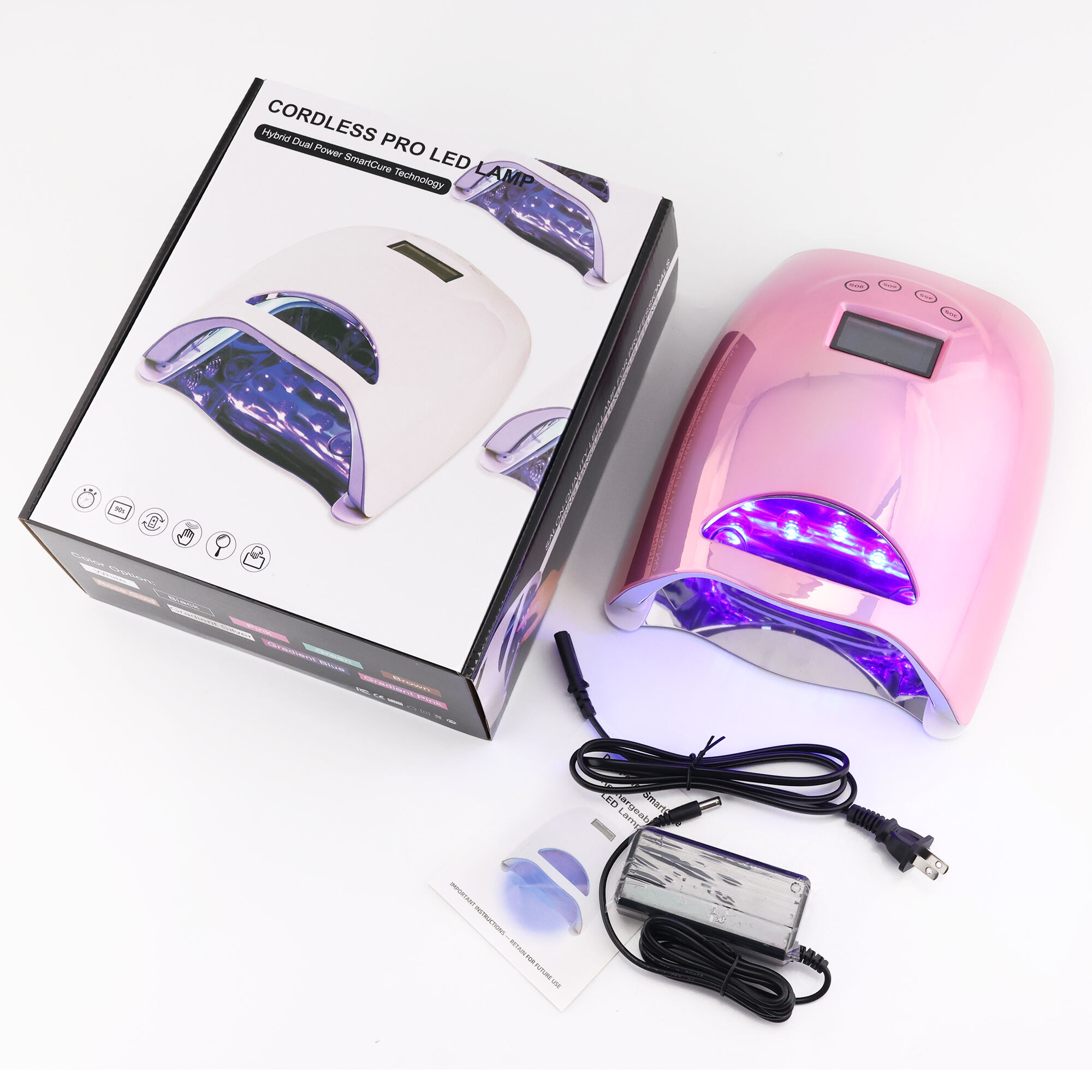 SN468 48W UV LED Nail Lamp Light Dryer for Nails Gel Polish LCD Carving Logo Cordless Gel Nail Lights Manicure Tools Home Salon Use