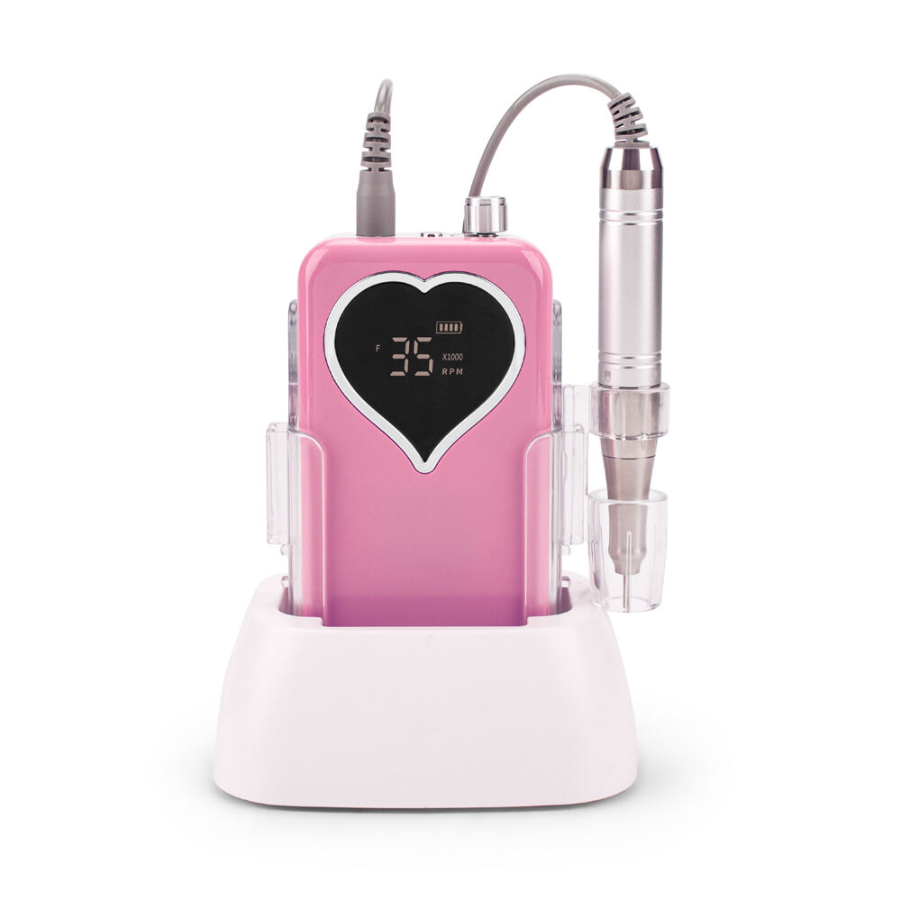 SN357M Heart-Shape 65W Portable Recharge Nail Drill Coreless Professional Salon 35000 RPM File Polish Machine Kit Set