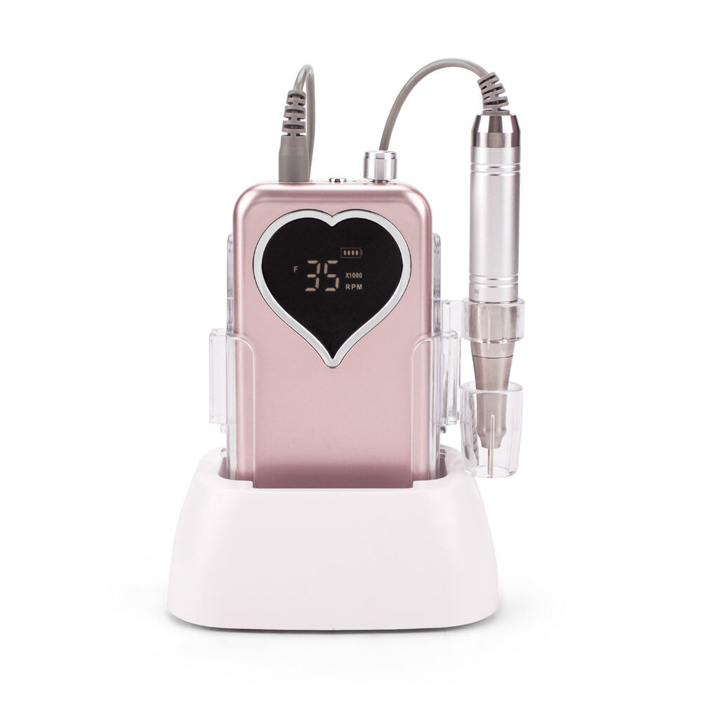 SN357M Heart-Shape 65W Portable Recharge Nail Drill Coreless Professional Salon 35000 RPM File Polish Machine Kit Set