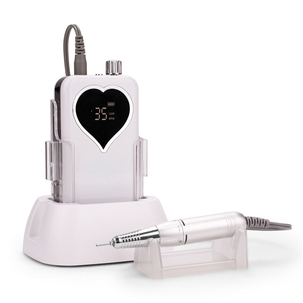 SN357 Carbon Brush Motor Heart Shape Rechargeable Polish Nail Drill with Adjustable Speed for Salon Home