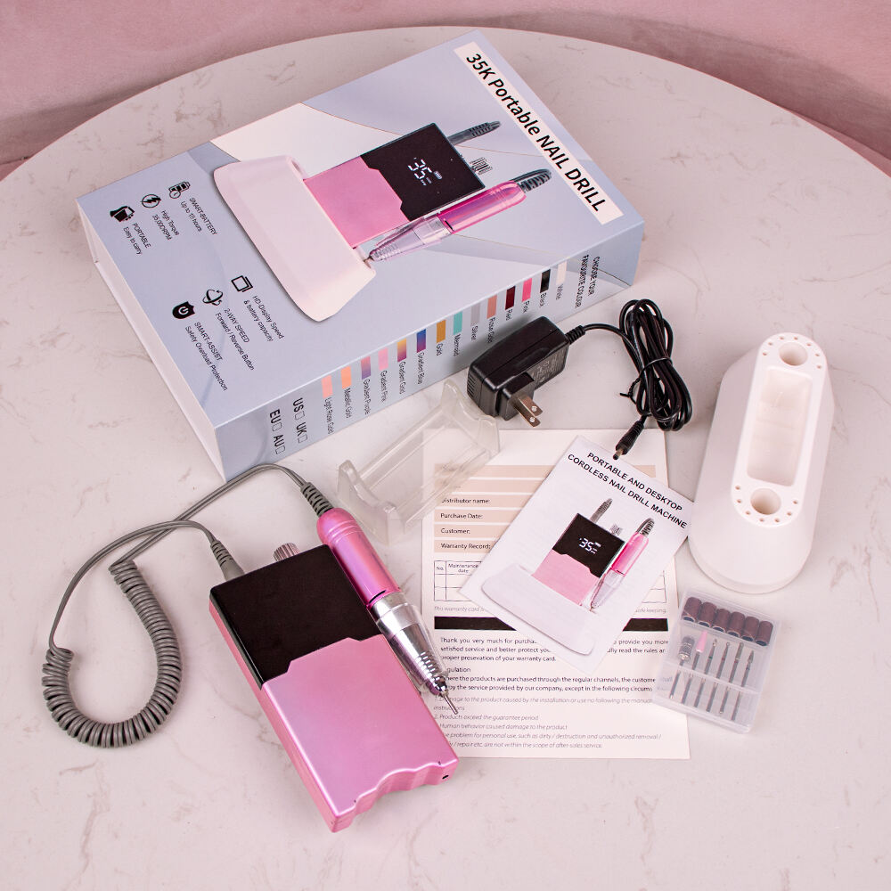 SN362 Carbon Motor E-File High Speed 35000rpm Rechargeable Machine with Bit Set for Acrylic Cuticle Removing Home Salon Use