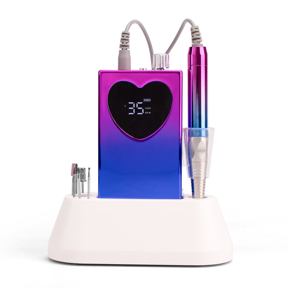 SN361S Brushless Heart Shape Rechargeable Electric Nail File Machine for Acrylic Nails Gel Polishing Removing