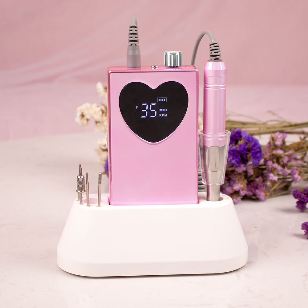 SN361M Rechargeable 35000 RPM Coreless Nail Drill Portable Heart-Shape E-File for Manicure Pedicure Shape Carve Polish