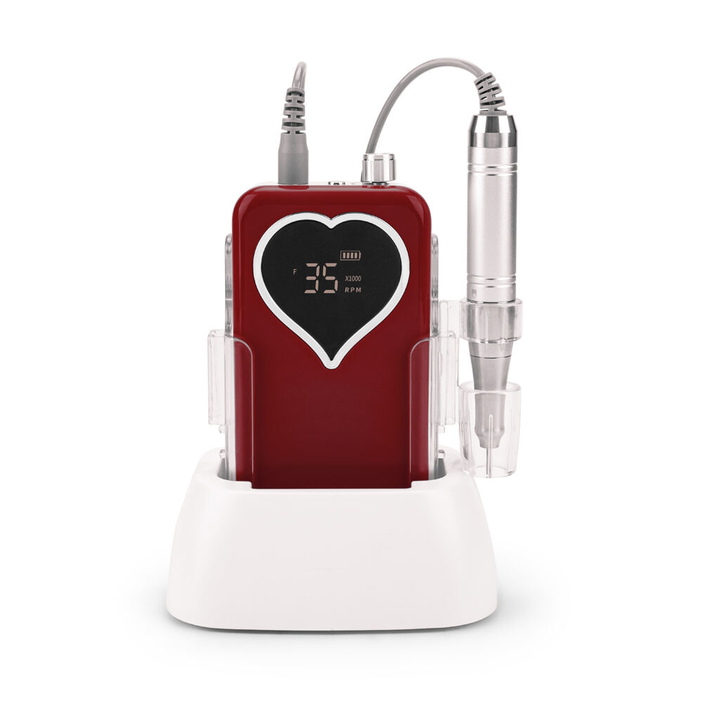 SN357M Heart-Shape 65W Portable Recharge Nail Drill Coreless Professional Salon 35000 RPM File Polish Machine Kit Set