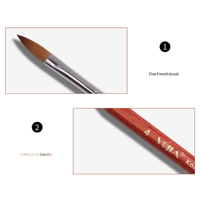 KNB01 Red Wooden Handle 30% 50% 100% Kolinsky Acrylic Nail Brushes