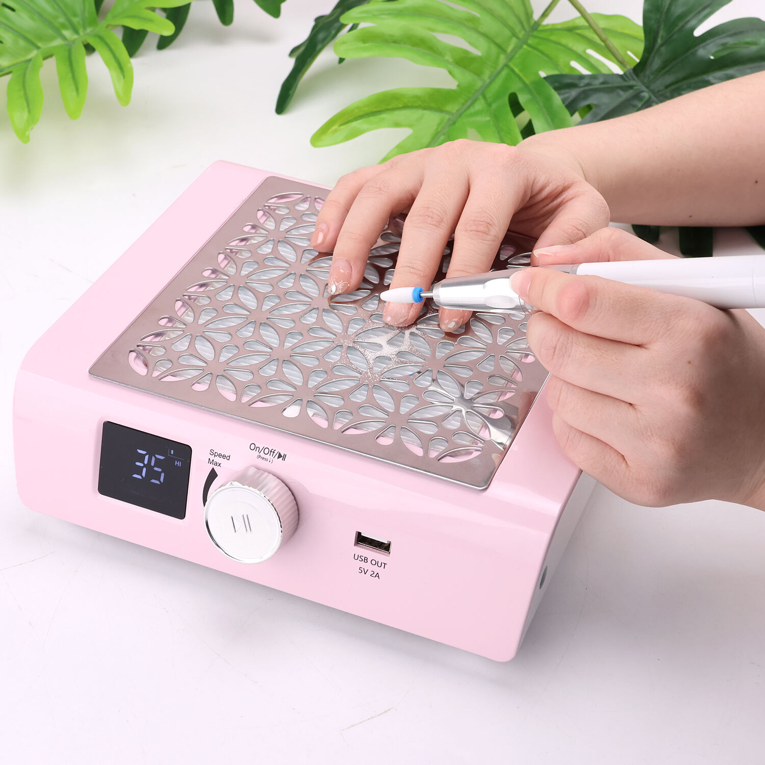 SN322 Nail Dust Collector with Reusable Filter Powerful Vacuum Fan Vent Dust Collector Extractor for Manicure Acrylic Gel Nail Polish