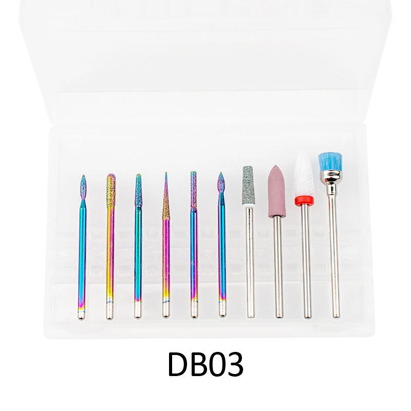 10pcs Rainbow Diamond  Nail Drill Bits Set #DB03