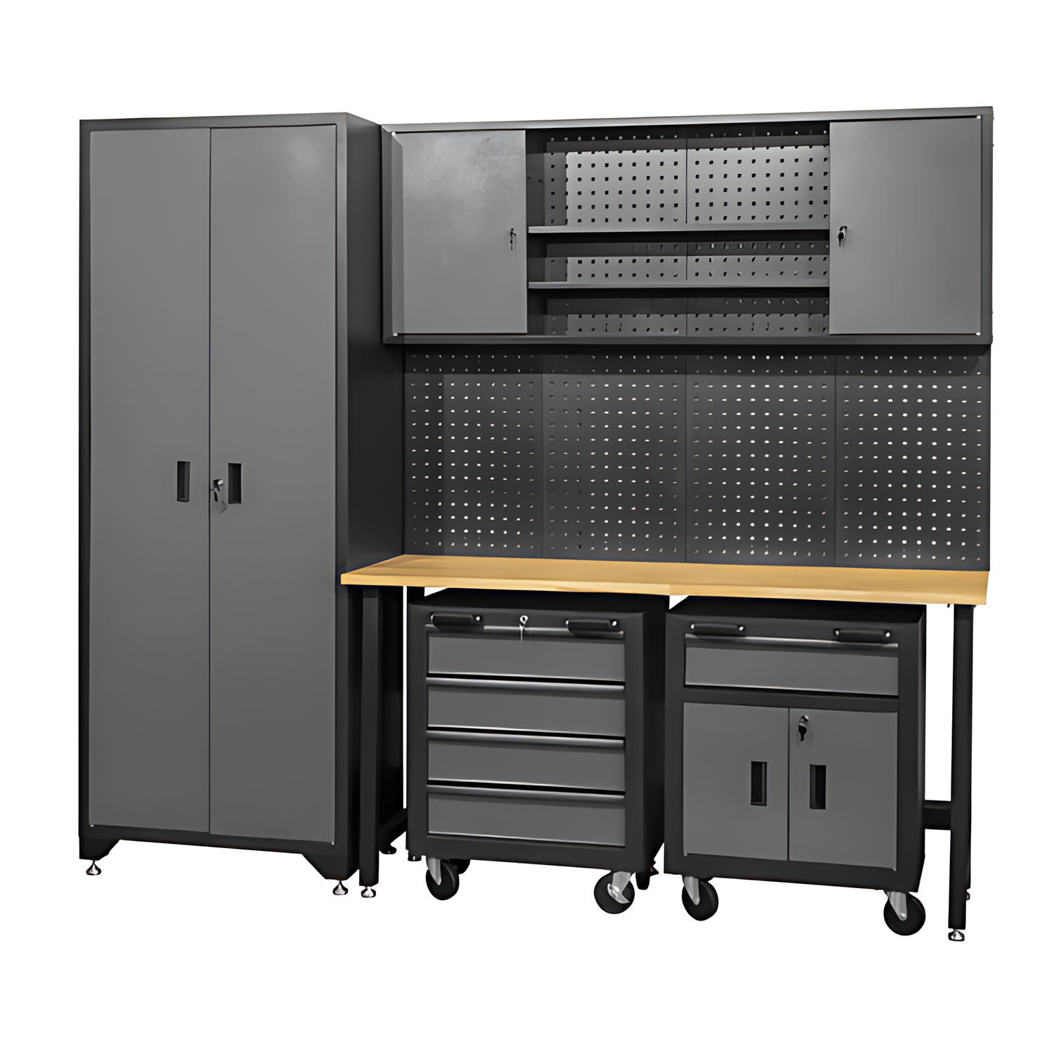 שדרגו את שטח העבודה עם שולחן עבודה למחסן עם מדפים