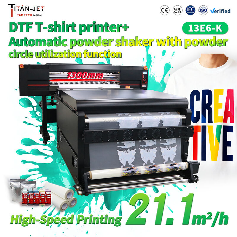 Titanjet All-New 8 colors 130cm 6 Head DTF High Speed I3200 Wide Format with Powder Shaker