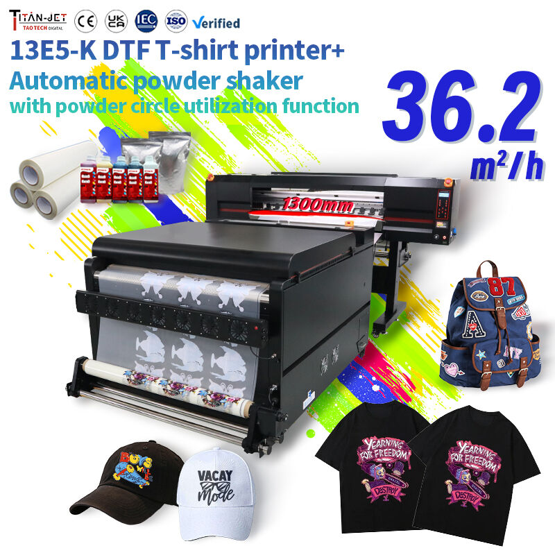 Titanjet All-New 130cm 5 Head 3 colors and 2 whites DTF High Speed I3200 Wide Format with Powder Shaker