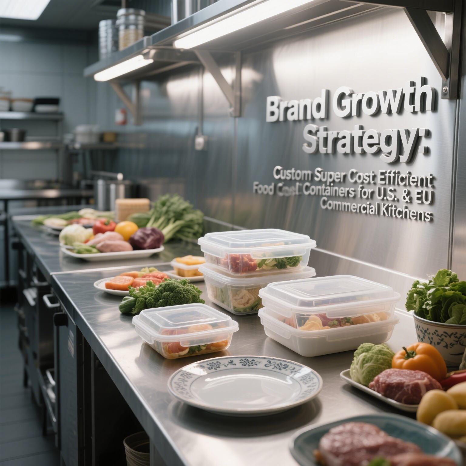 Brand Growth Strategy: Custom Super Cost Efficient Food Containers for U.S. & EU Commercial Kitchens