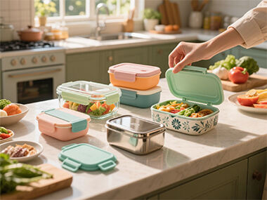 Welcher Lieferant bietet Lunchboxen aus verschiedenen lebensmittelgradigen Materialien an?