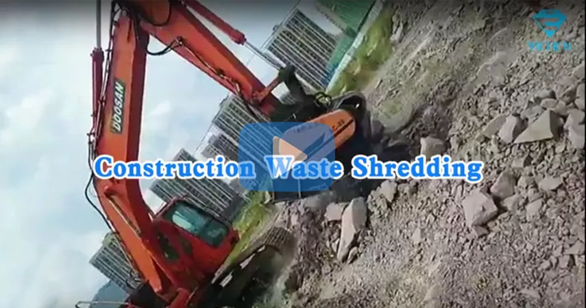 Fragmentação de Entulho de Construção com o Bucket Britador