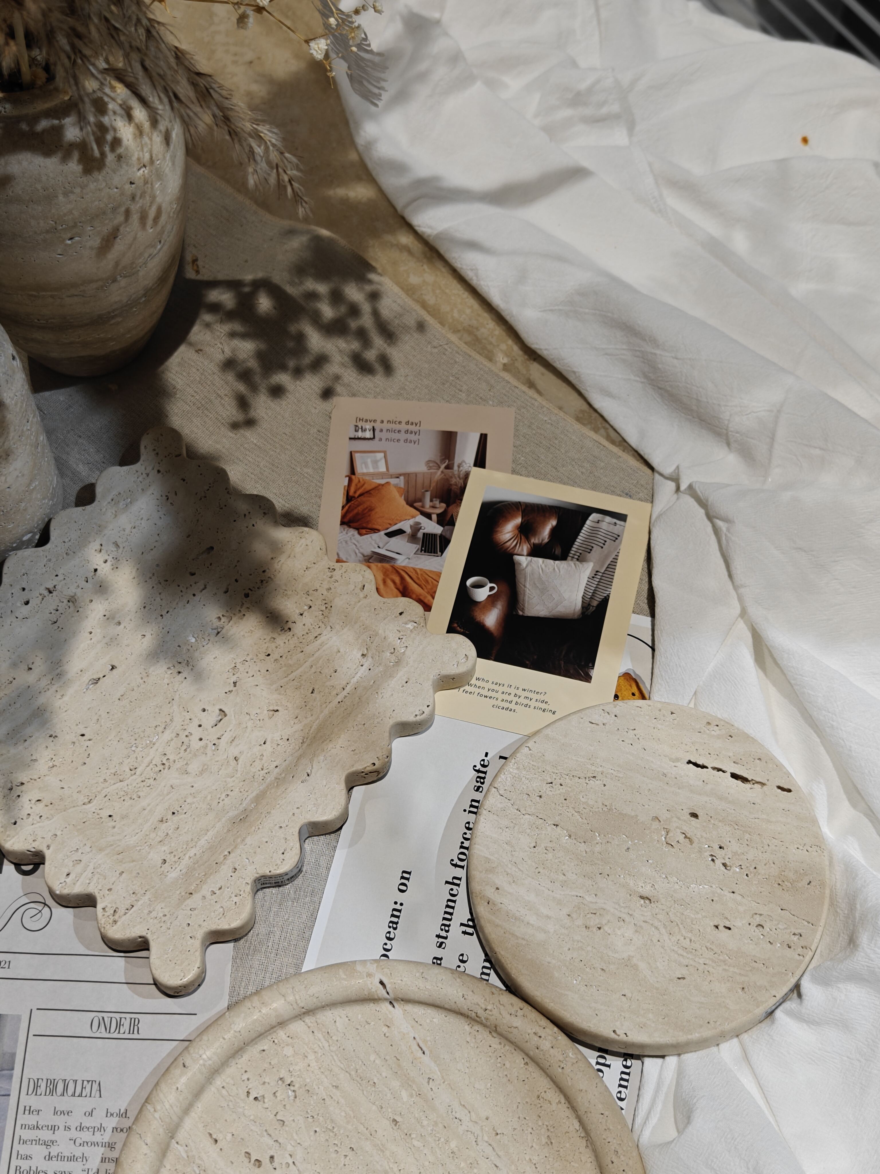 Travertine tray  stone crafts Stone Ornaments