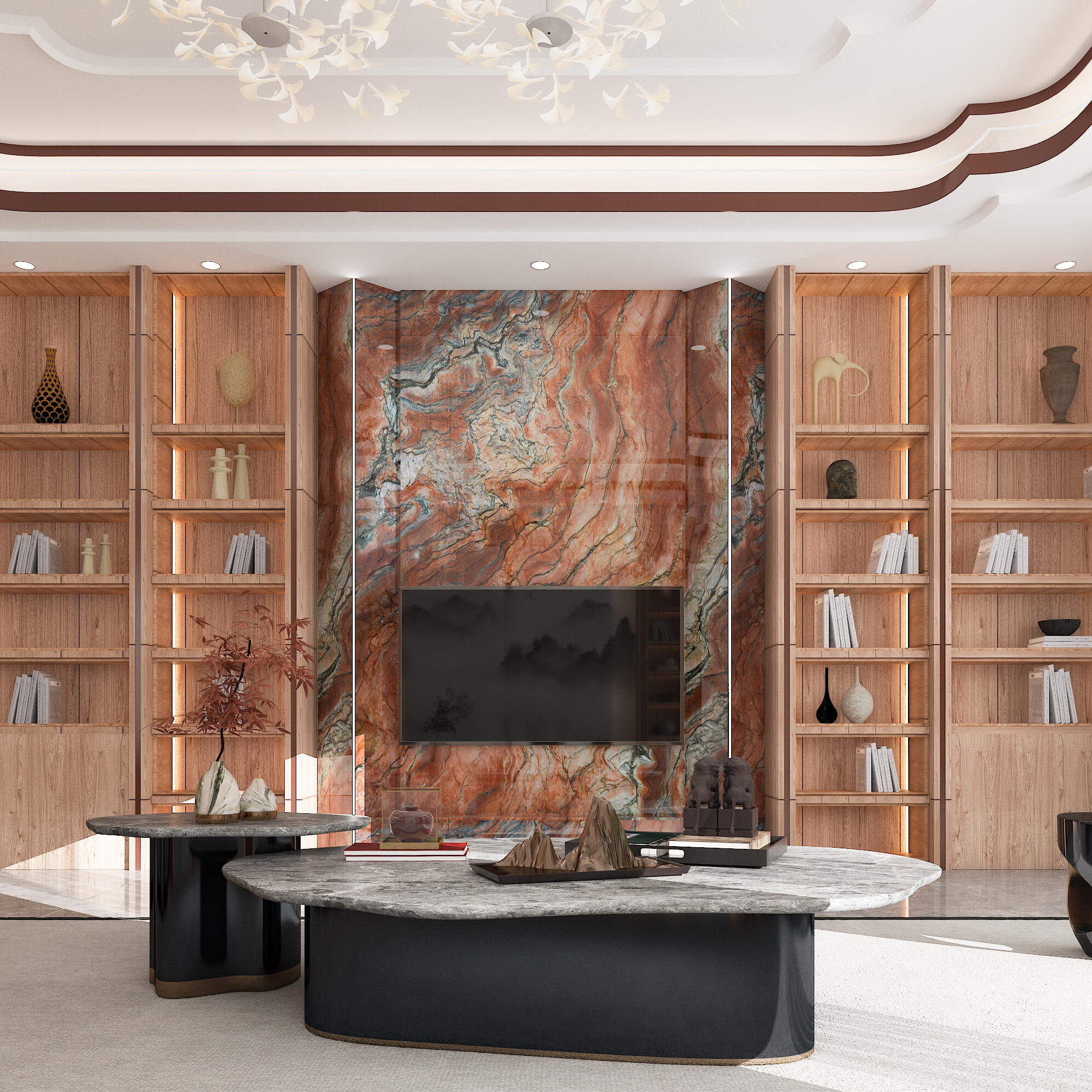 Red quartz fusion nature stone tile slab manufacture