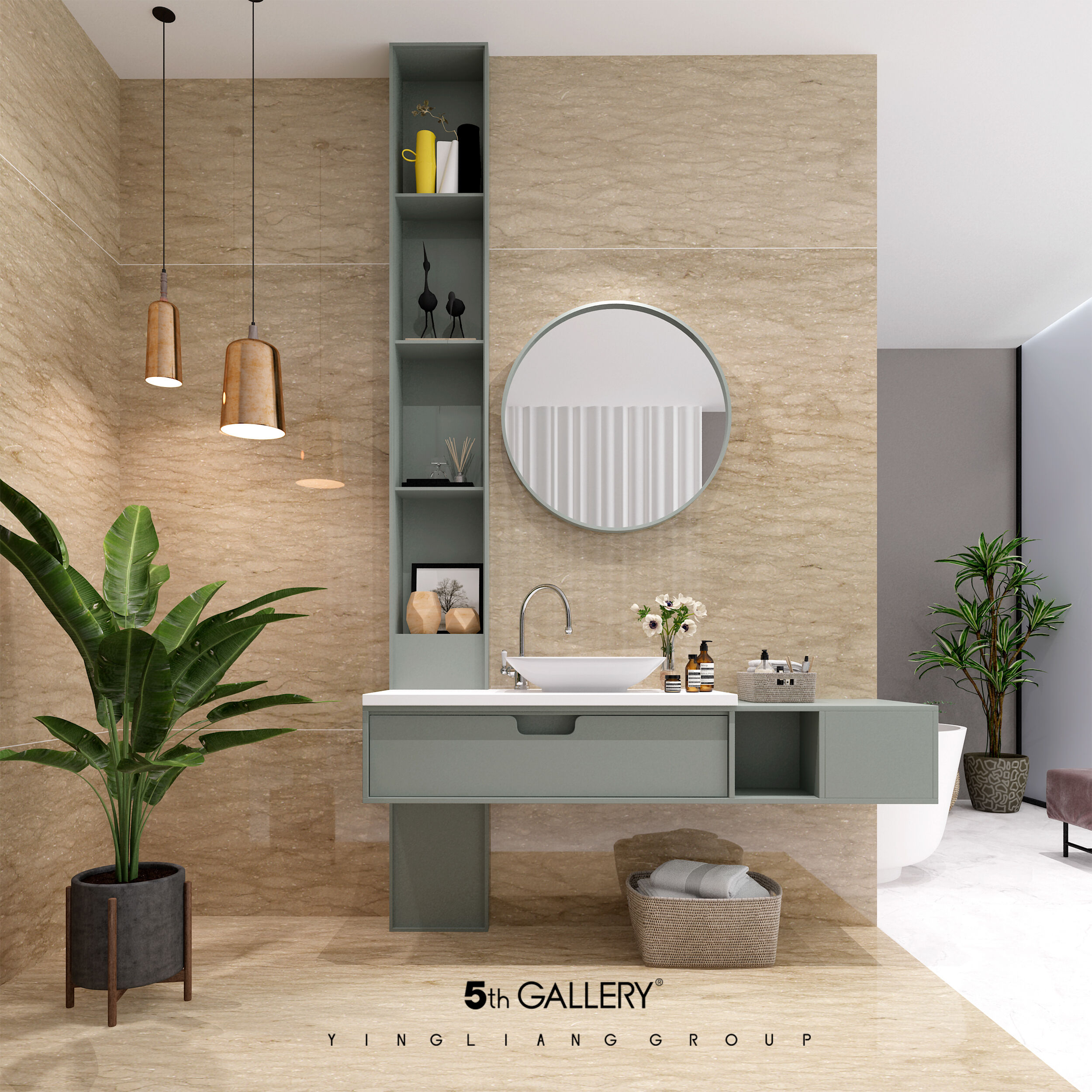 Village green marble decor stone slab