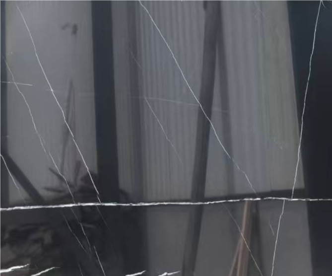 Nero Marquina Black Natural Stone Marble with White Crackle Vein Texture