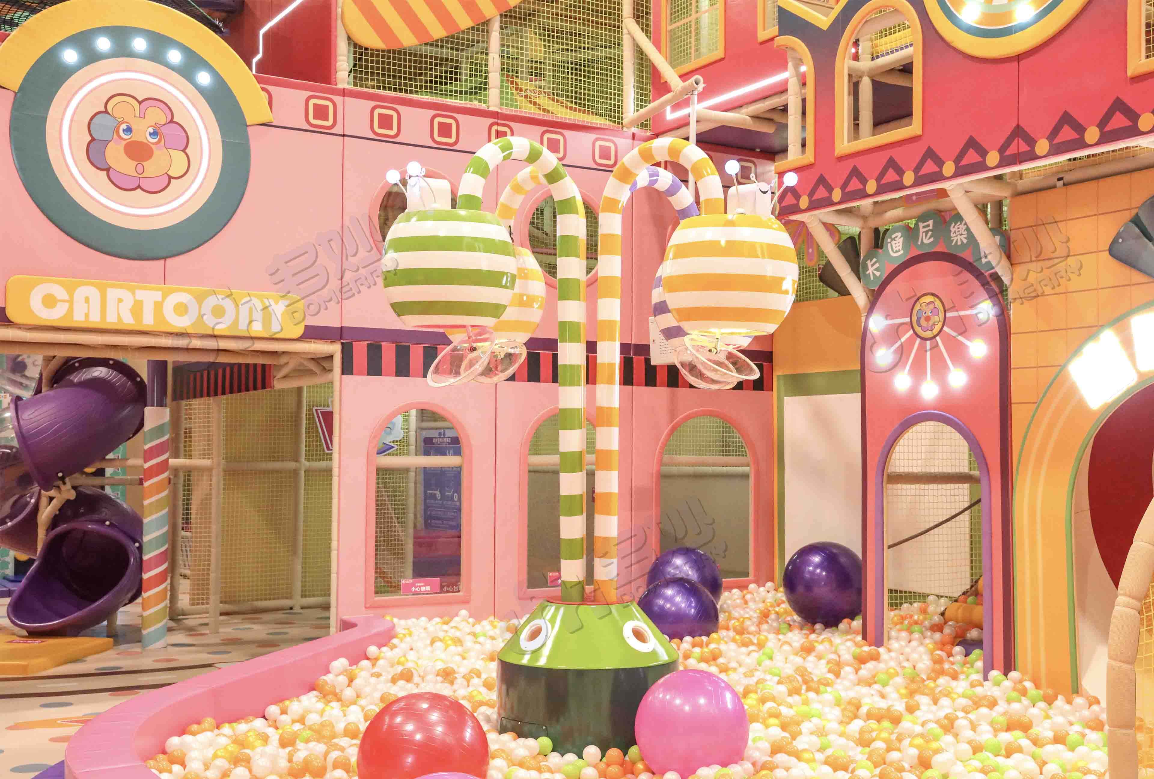 Candy-colored circus theme play center