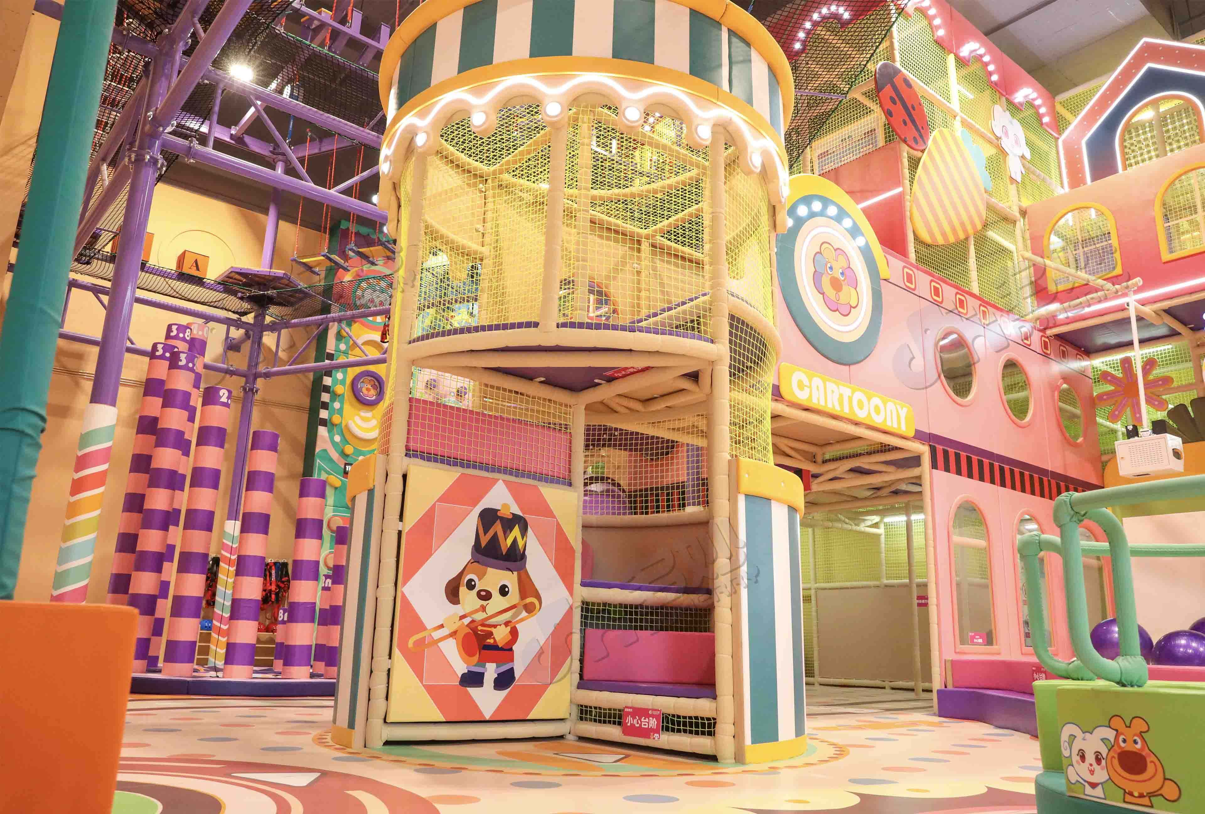 Candy-colored circus theme play center