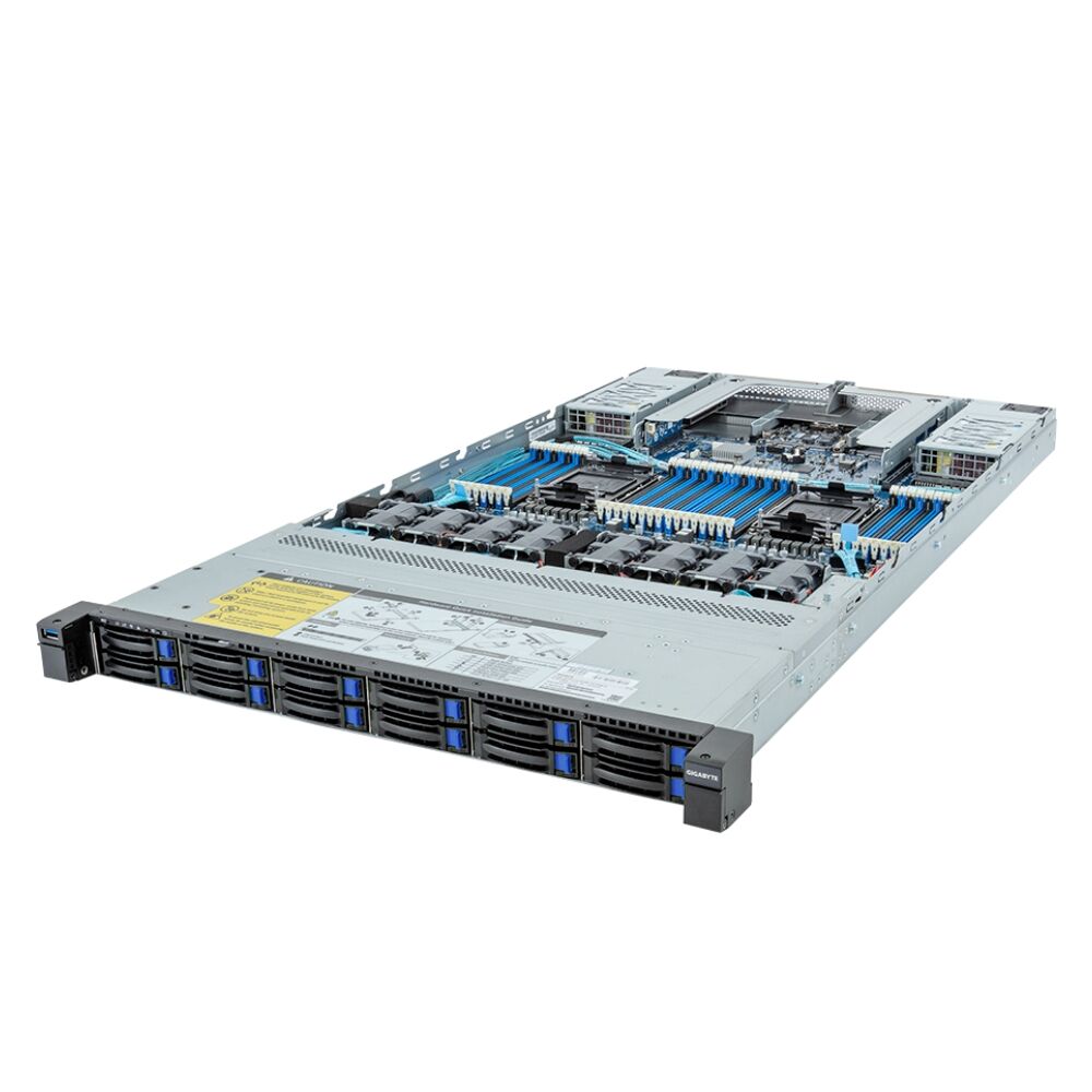 R183-S92-AAV3 1U Rack Server-Dual 5th/4th Gen Intel Xeon Scalable/32 DDR5 DIMMs/12-Bay Hot-Swap/Dual 1600W Titanium PSU