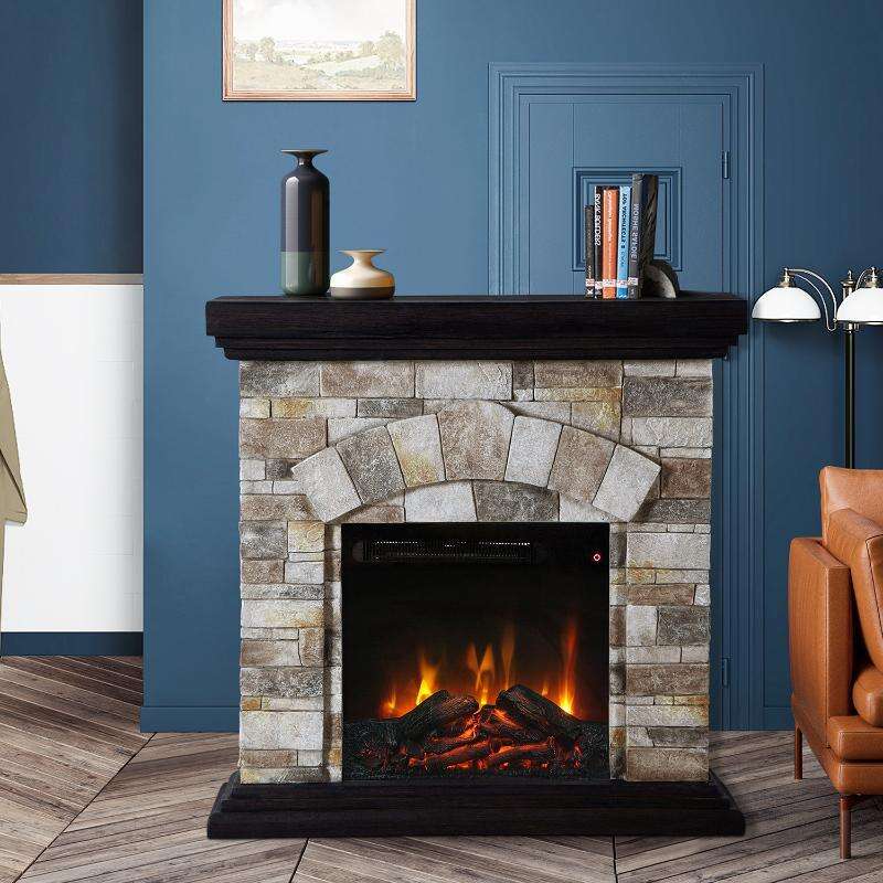 K209076 GREY Electric fireplace with Mgo mantel and remote contorl Adjustable temperature