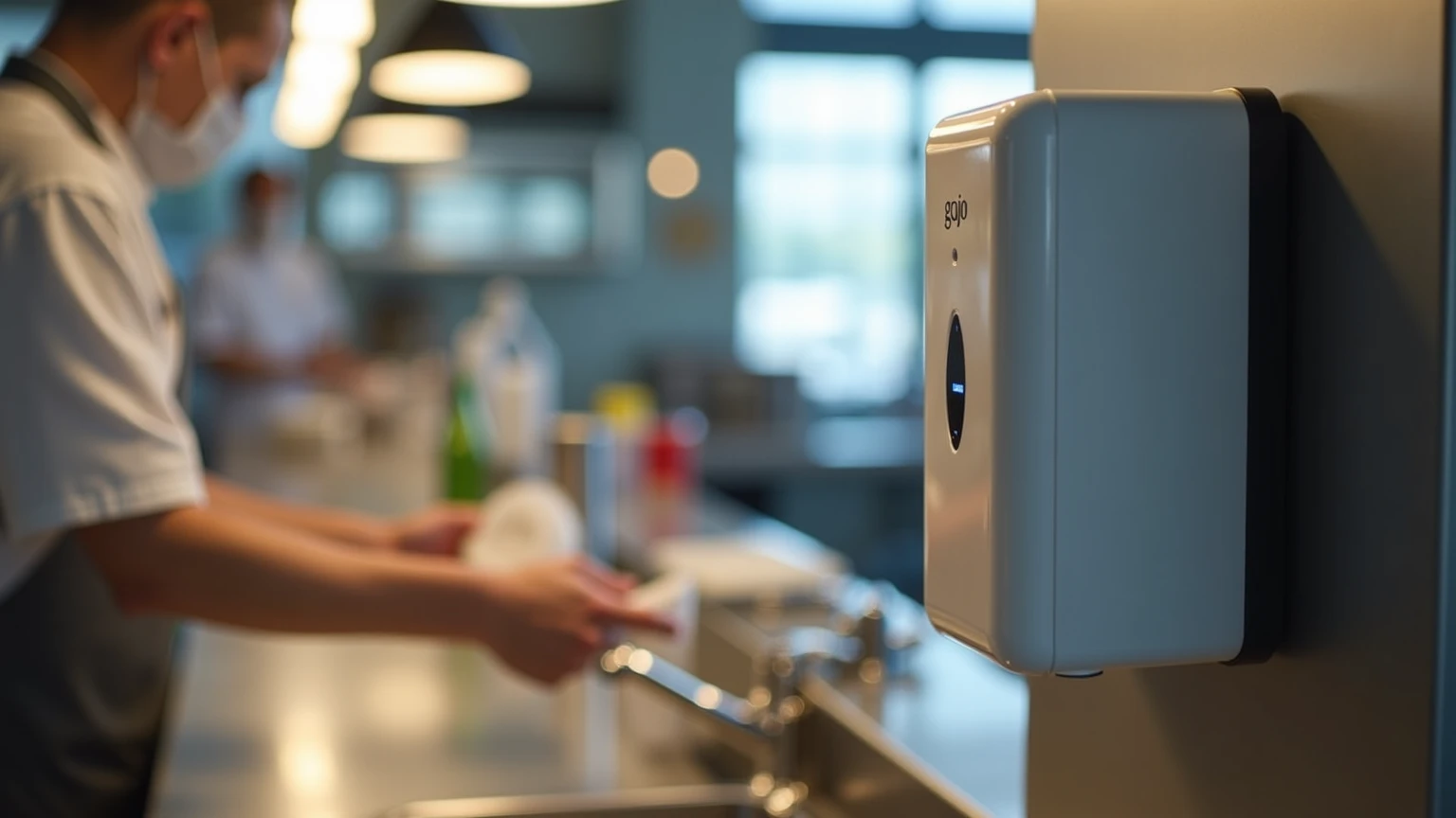 Gojo soap dispenser mounted in a retail store4.png