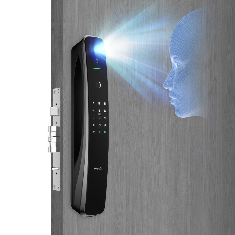 Högkvalitativ Luxe A9pro 3D Ansiktsigen Automatic Smart Lås Fingeravtryck med Tuya Wifi Kamera Aluminium Stål Huvuddörr Lås