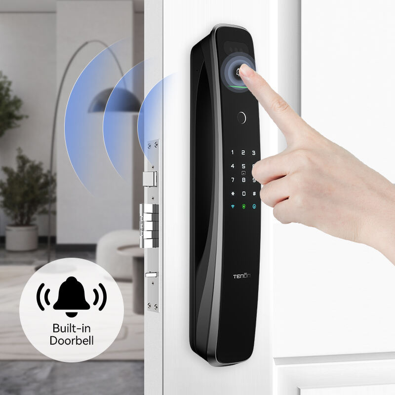 A9Pro 3D Ansiktsigenkänning Fingerspets Högkvalitativt Automatiskt Dörrlås Med Kamera Lösenord Handådr Smart Lås Tuya Wifi