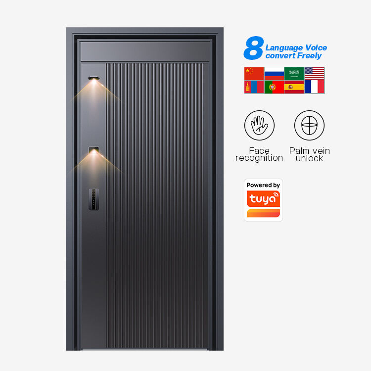 Aluminum Smart Lock Security Door with Camera LED Lights Tenon M8